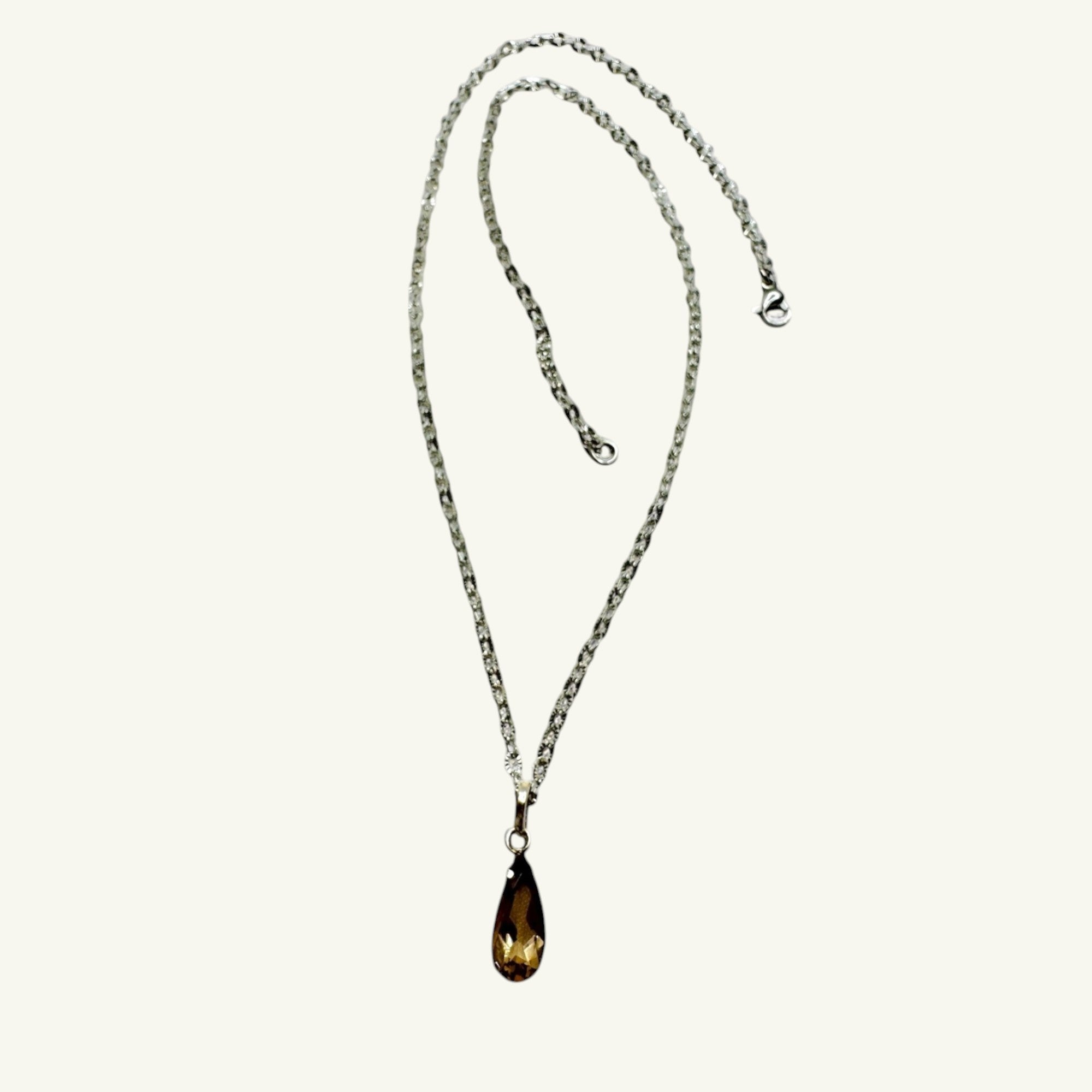 Collana quarzo fumè sfaccettato 15x7 mm arg950 Sharifa Crystals